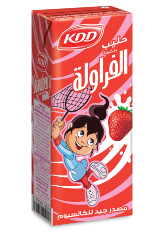 حليب فراولة عبوة الشخصية المرحة من كي دي دي